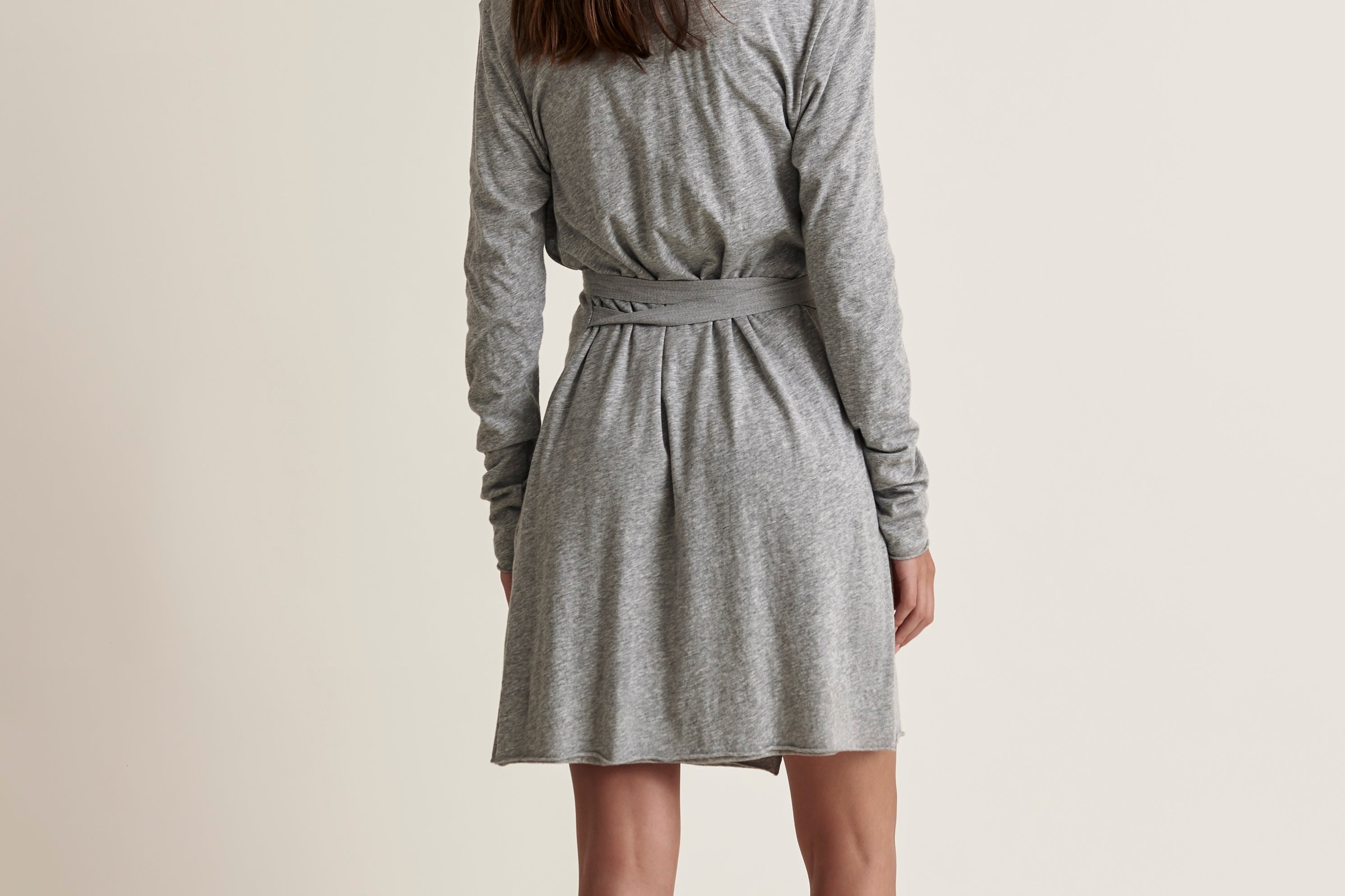 Basic Double Layer Wrap Robe|Heather Grey