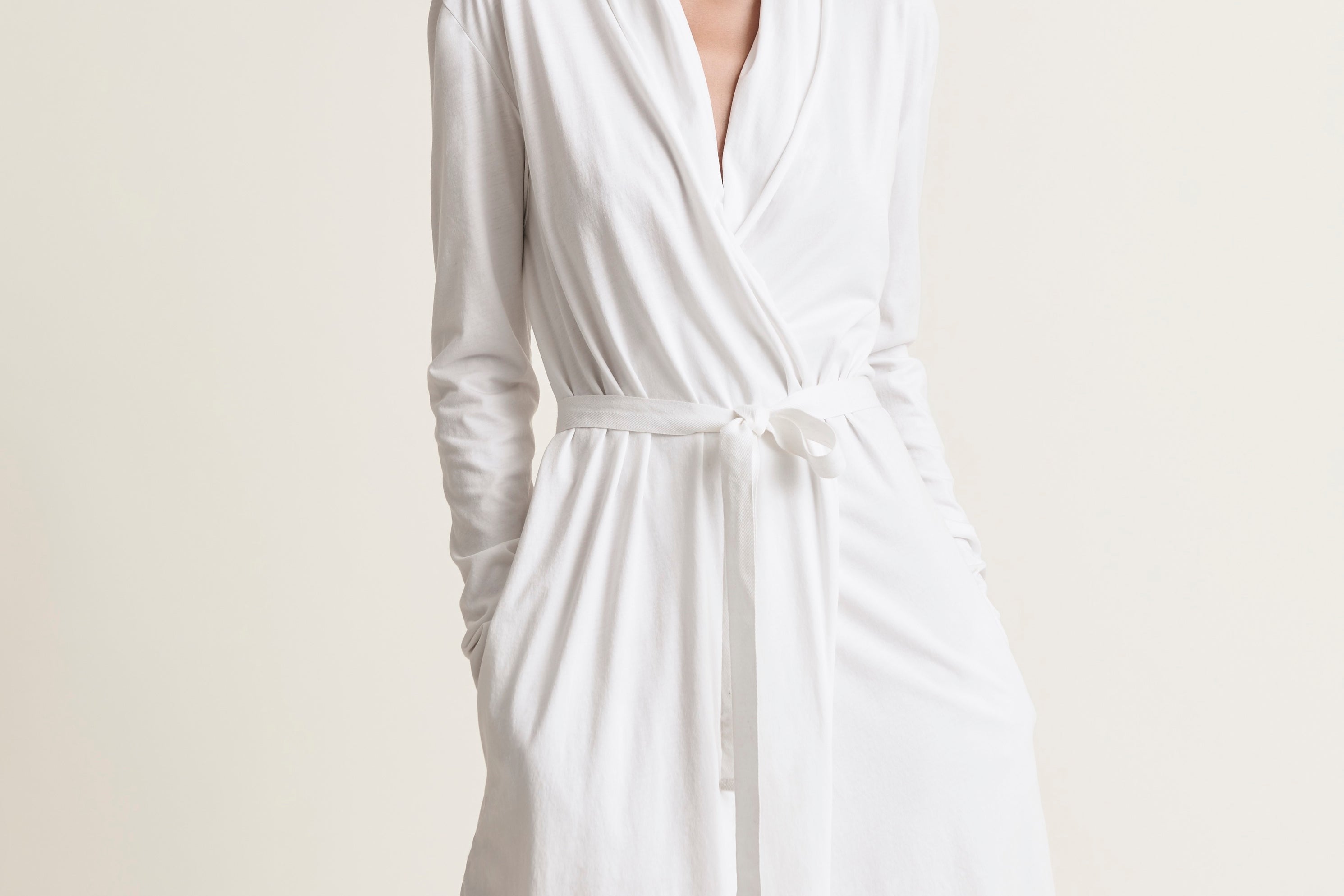 Basic Double Layer Wrap Robe|White